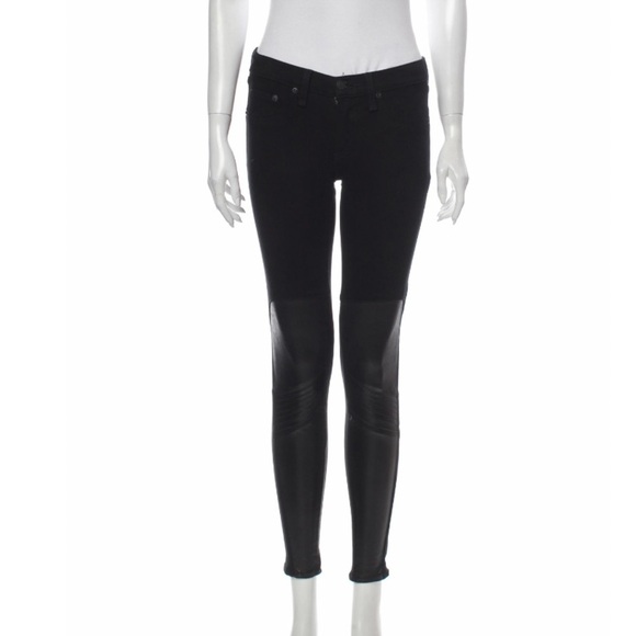 NWT RAG & BONE Samurai Leather-Patch Leggings - Picture 9 of 11
